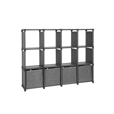 Étagère emboîtable 12 cubes 4 cases grise