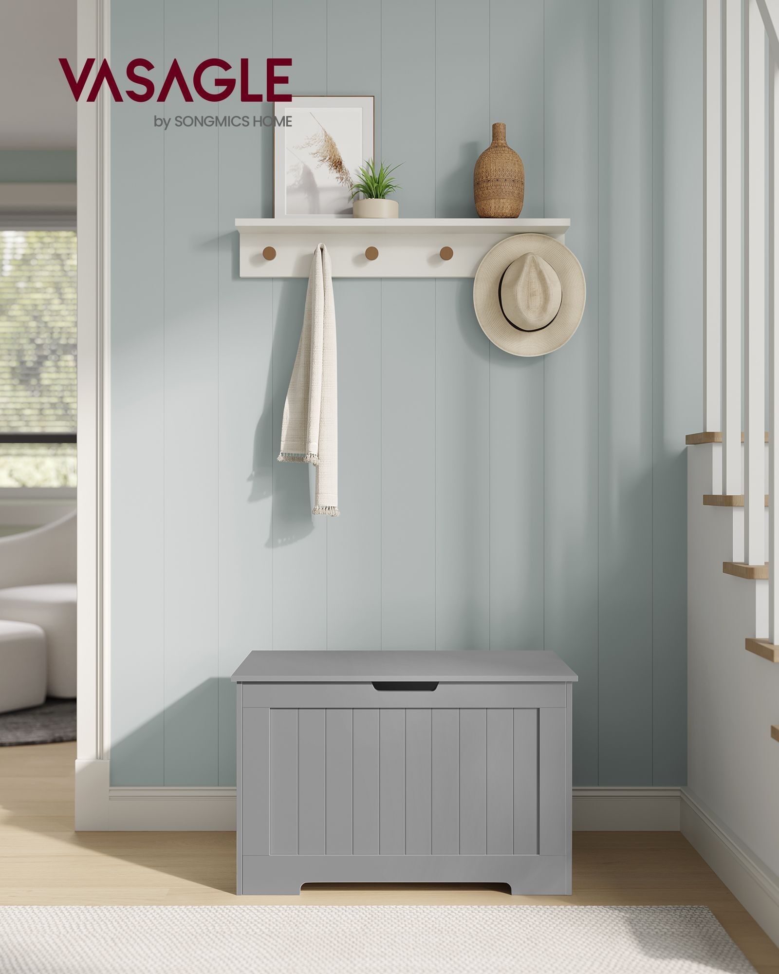 Banc à chaussures avec espace de rangement 40 x 76 x 48 cm style campagnard