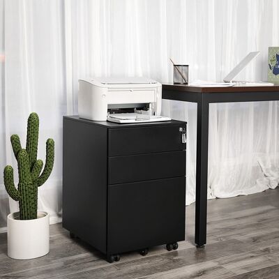 Mobile container with 3 drawers, black