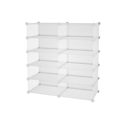 Boltless shelf 10 grid compartments white