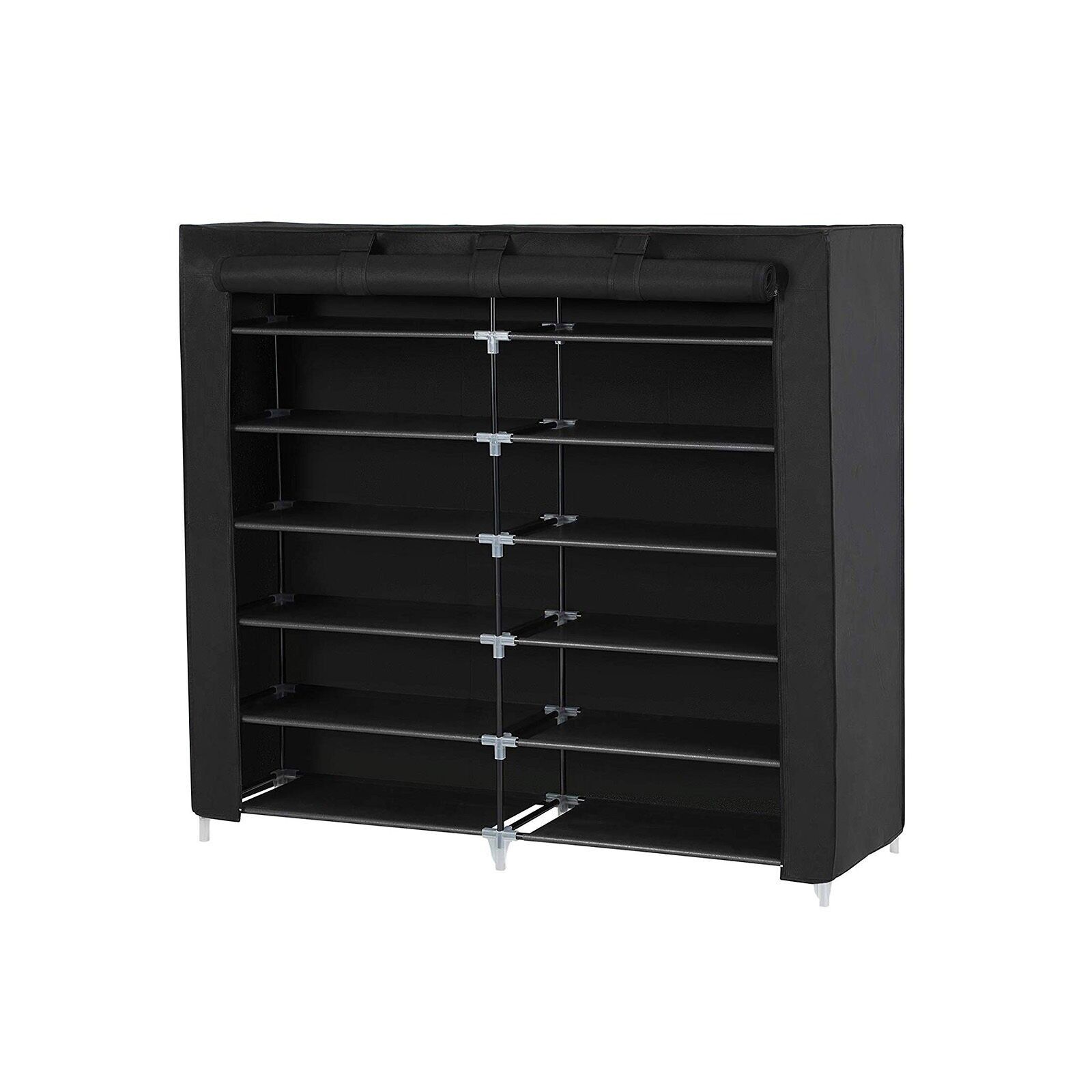 Étagère à chaussures avec couvercle noir