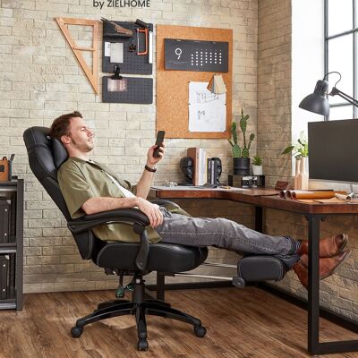 Gaming chair with footstool and headrest Black