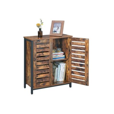 Industrial look sideboard with 2 slatted doors