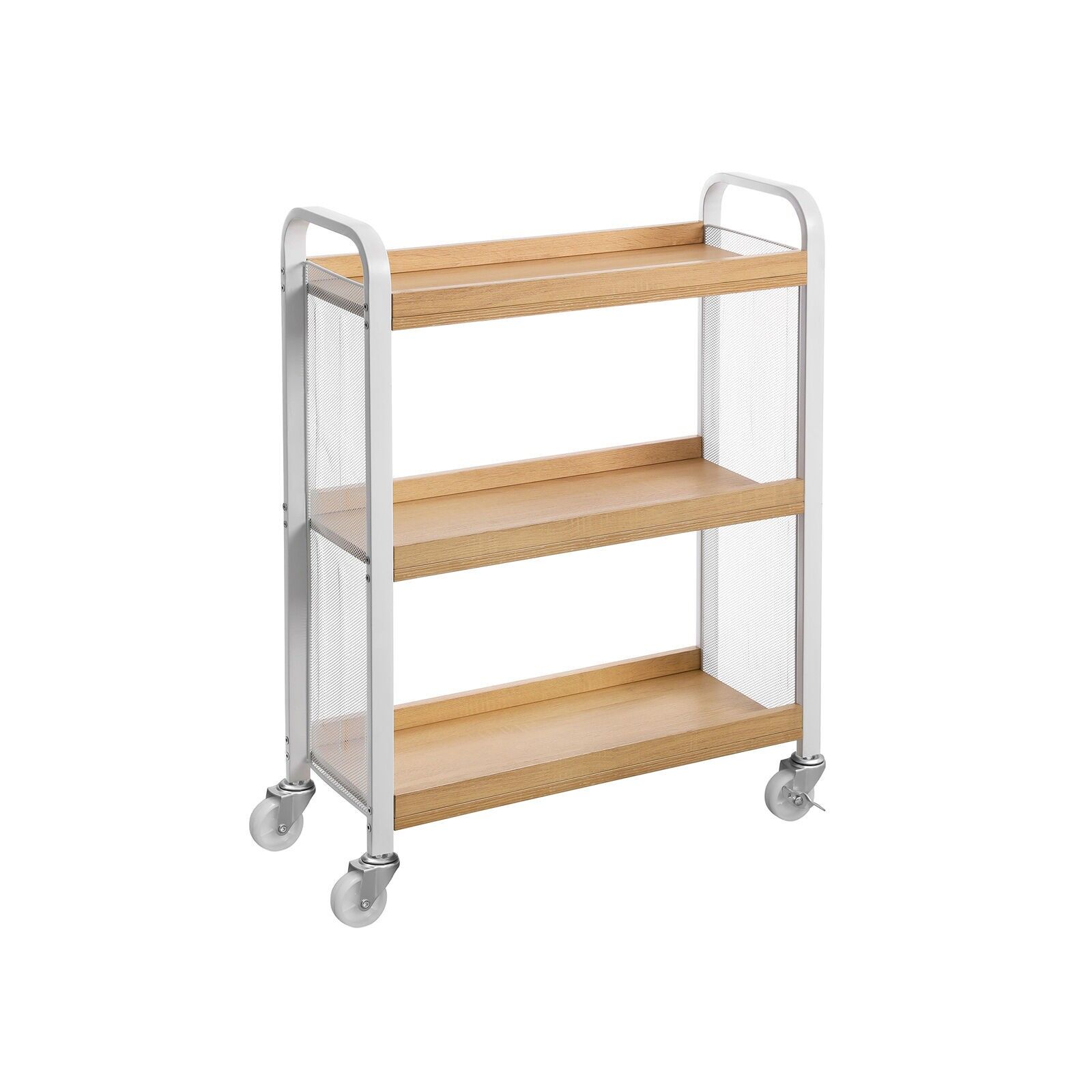 Chariot de service 3 plateaux blanc-naturel