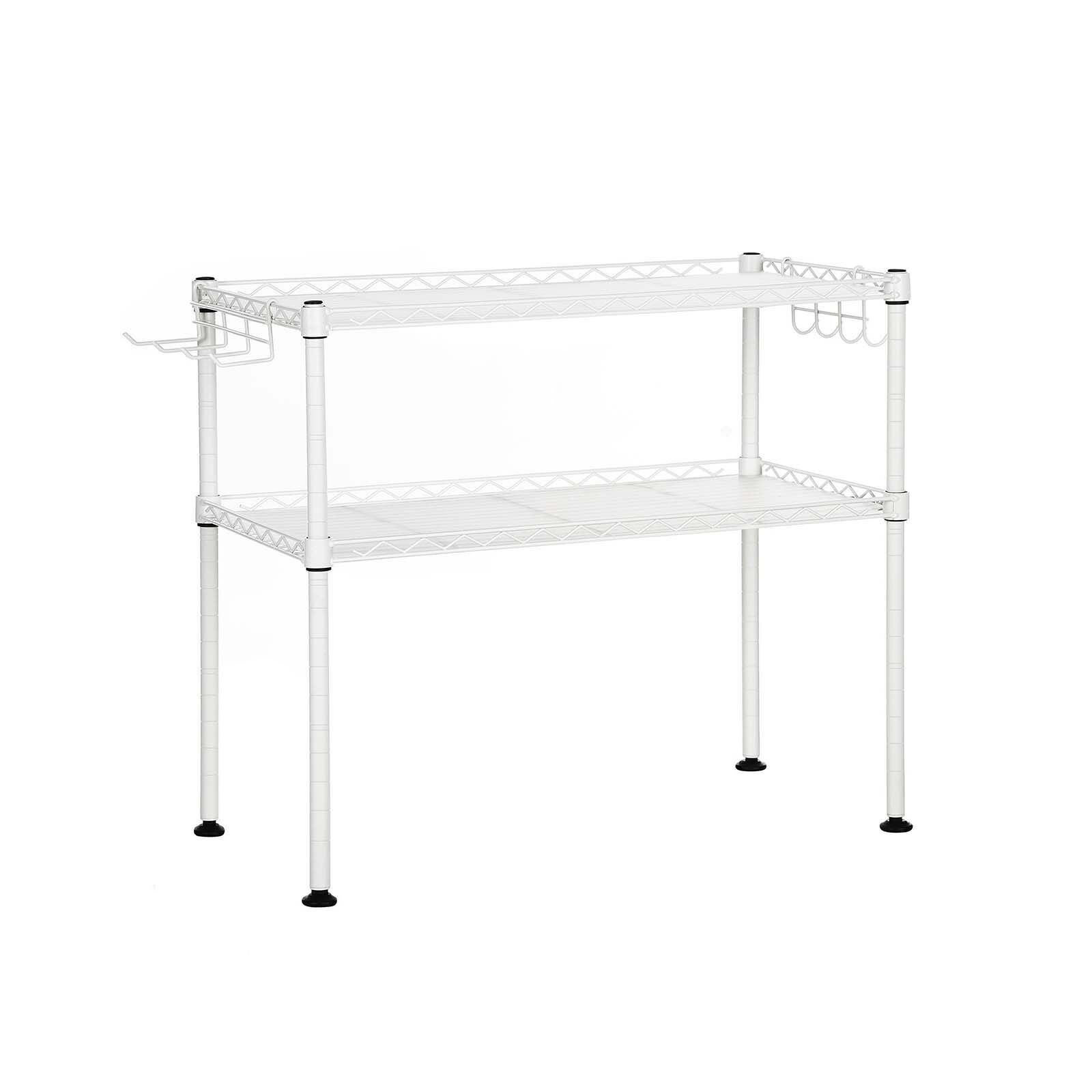 Support pour micro-ondes avec 2 étagères blanc