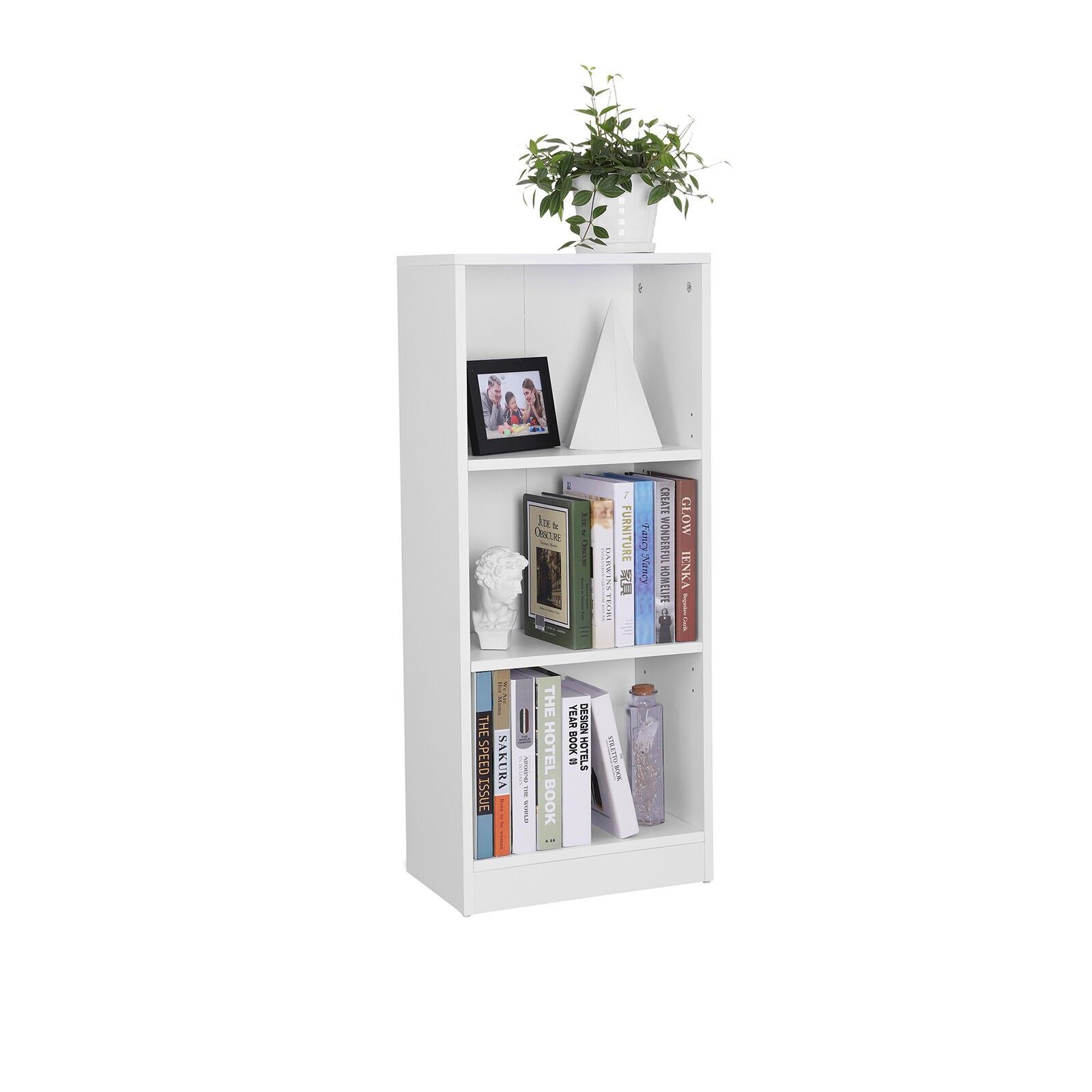 Simple bookcase with 3 compartments, white