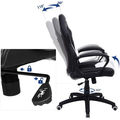 Office chair with armrests black and white