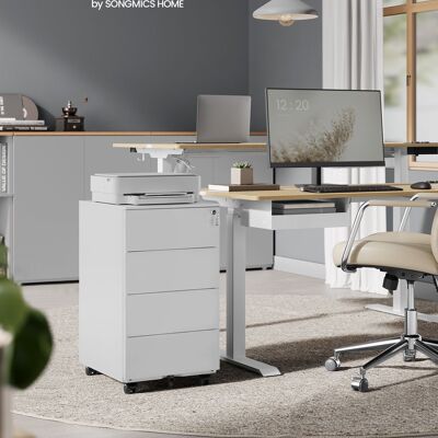 Mobile container with 4 drawers and wheels, cloud white