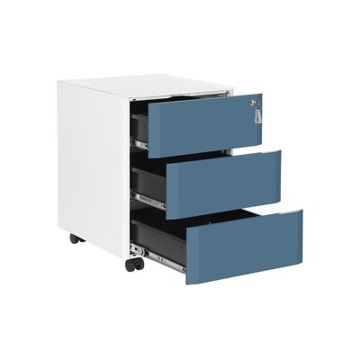 Lockable filing cabinet white-blue