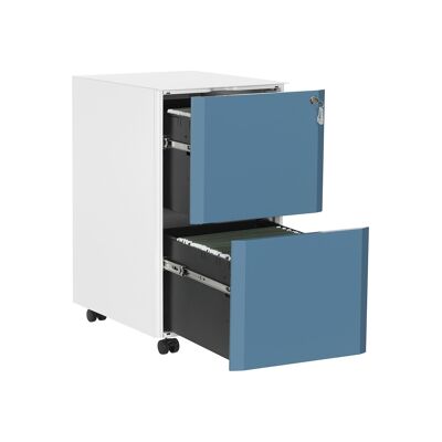 Mobile container with 2 drawers, white-blue