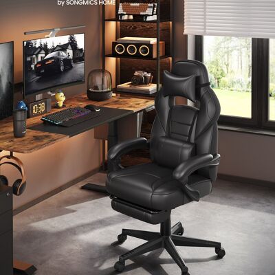 Office chair with footrest and lumbar support, load capacity up to 150 kg