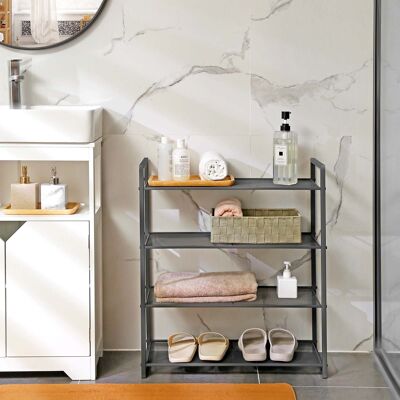 Shoe rack 4 mesh shelves smoke gray