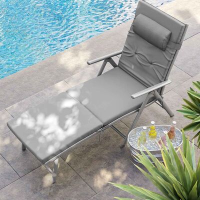 Chaise longue avec coussin gris
