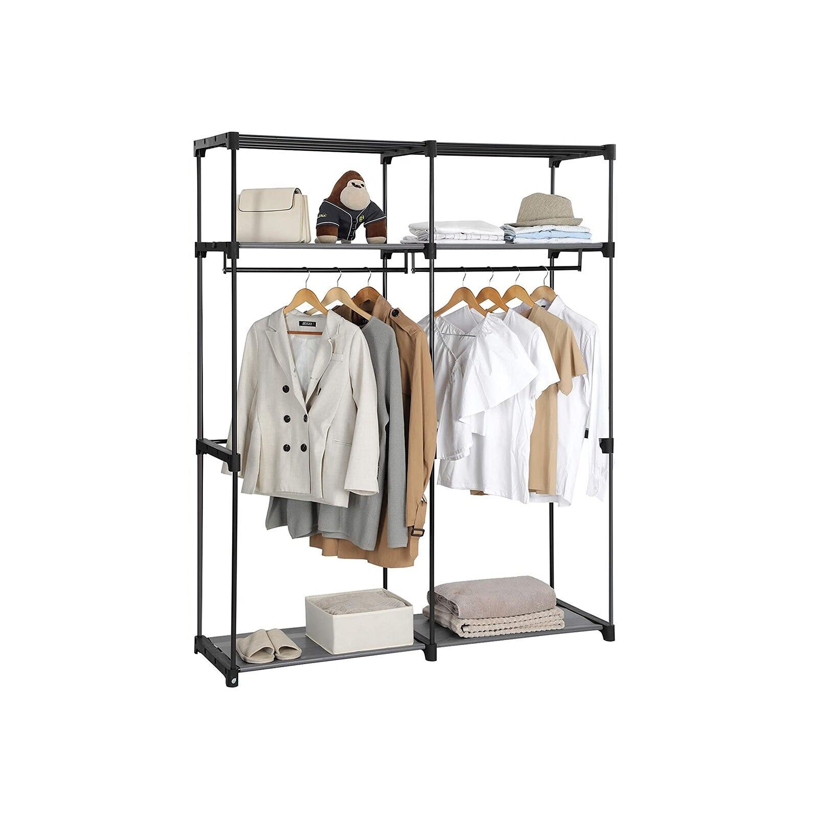 Armoire en tissu avec tringles à vêtements