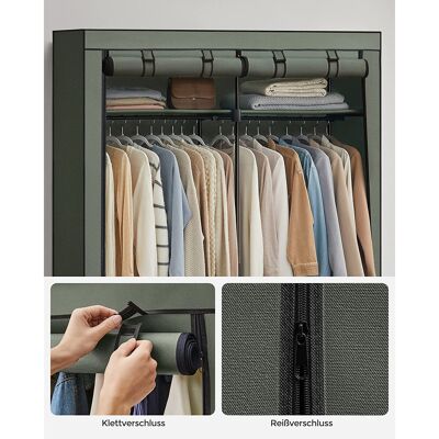 Fabric wardrobe with 2 clothes rails sage green