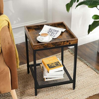 Side table with mesh shelf