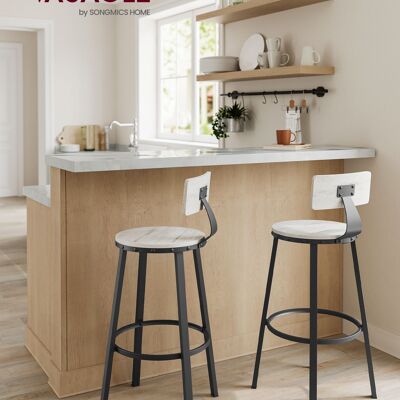 Bar stools set of 2 industrial design vintage white-black