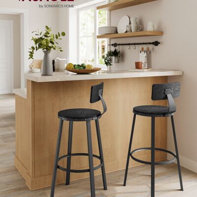 Bar stools set of 2 industrial design ebony black
