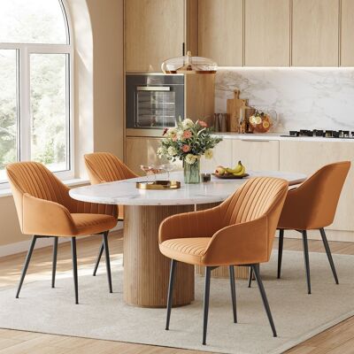 Dining room chair with armrests caramel brown-ink black