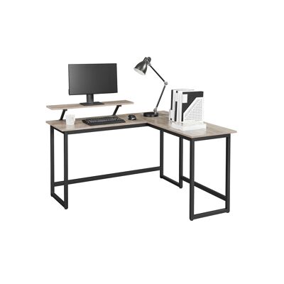 Escritorio de computadora en forma de L gris-negro