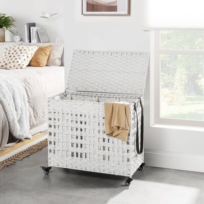 Laundry basket handwoven white