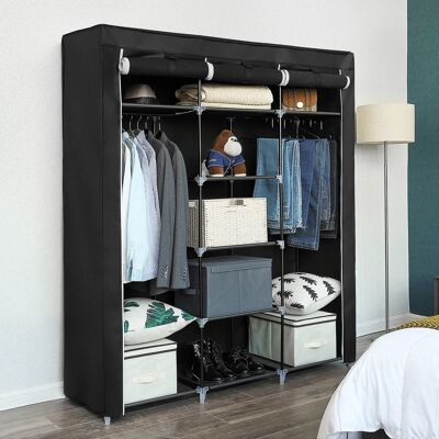 Armoire en tissu 175 x 150 cm noir