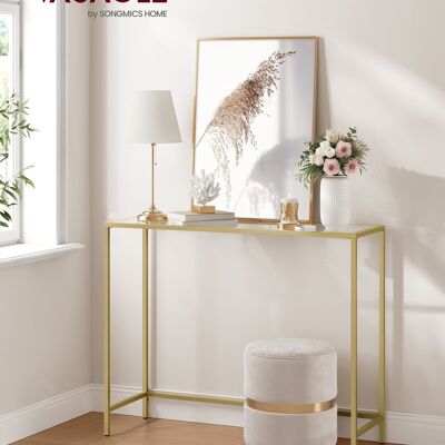 Modern console table made of tempered glass and metal