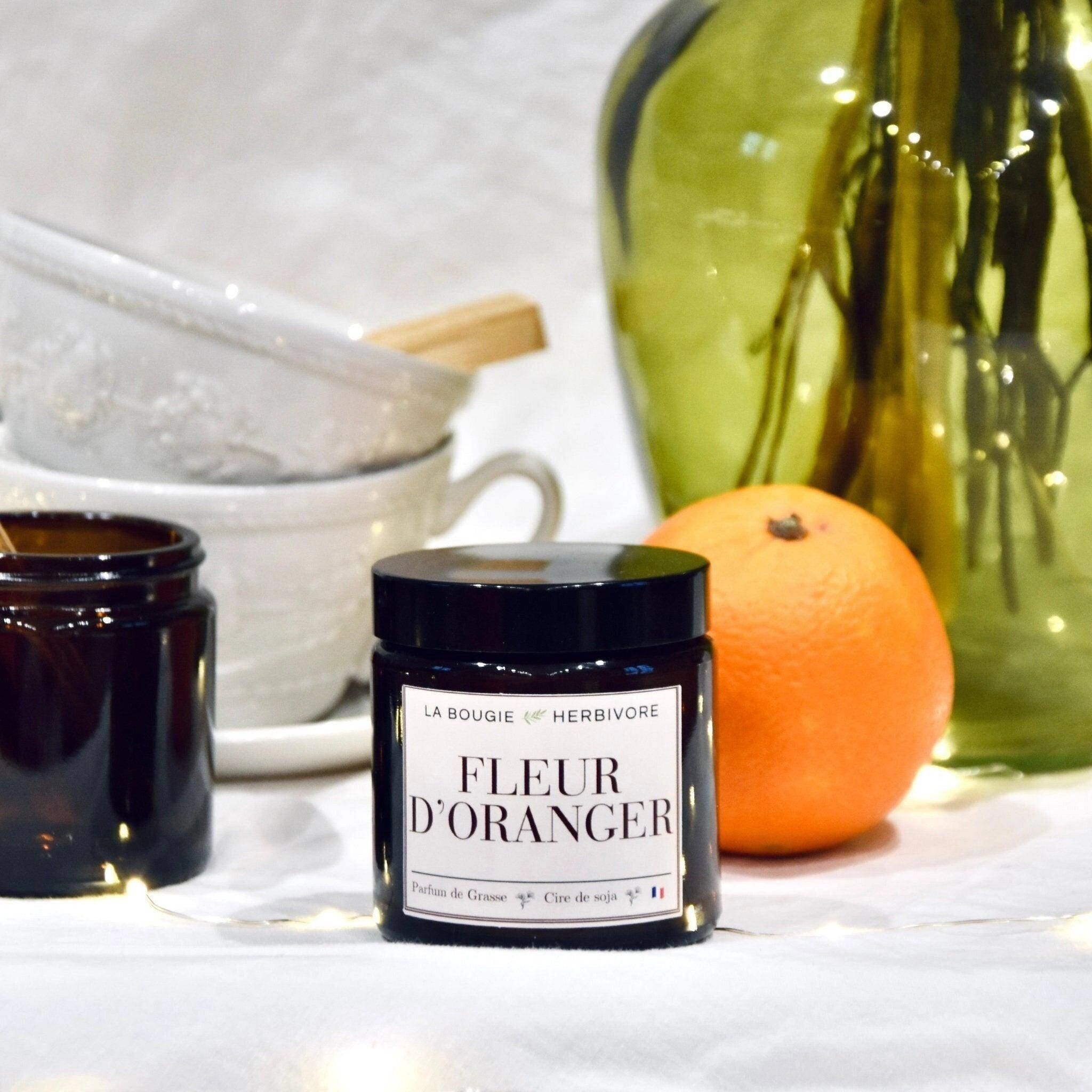 Orange Blossom scented candle made from vegetable soy wax 90g