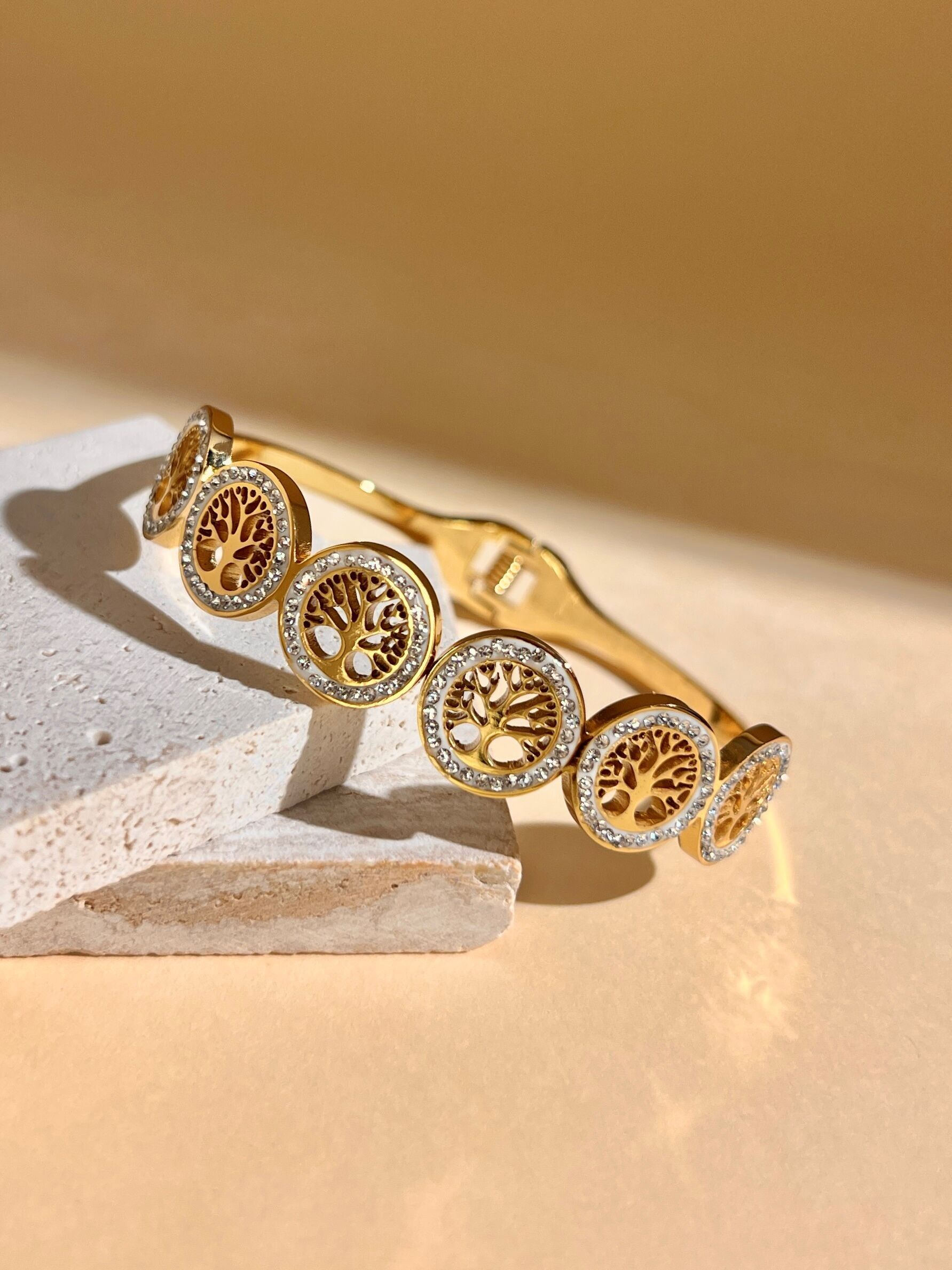 Elegance Tree of Life Bangle Bracelet in steel