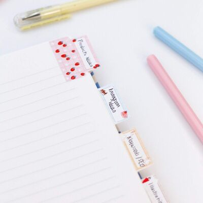 Self-adhesive tabs to divide your notebooks, planners, etc.- several kawaii patterns