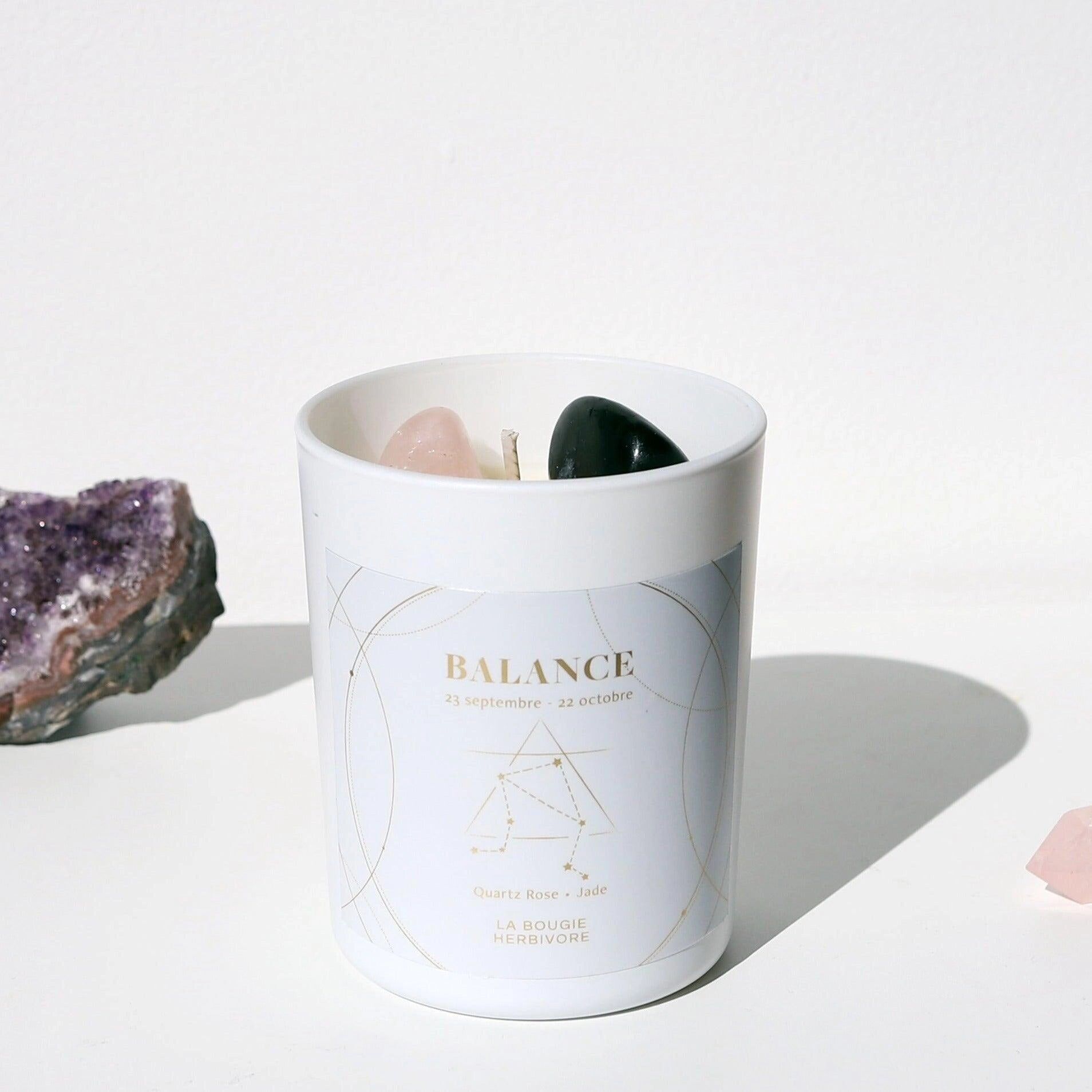 Astro Balance Candle 150G + Rose Quartz and Jade Stone