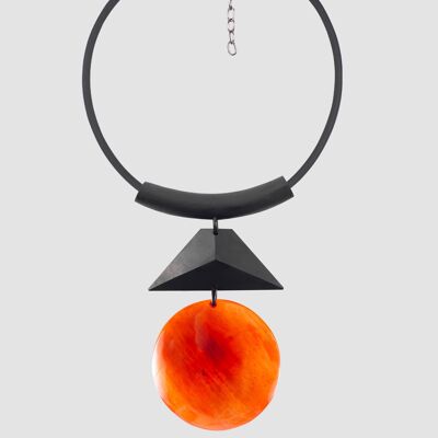 Red Dyed Horn & Mango Wood Necklace