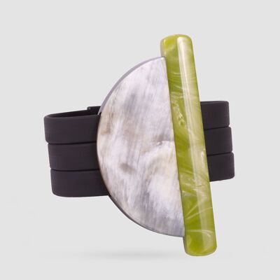 Bracelet en corne de buffle et résine verte