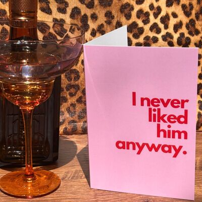 "I never liked him anyway" funny divorce separation card.