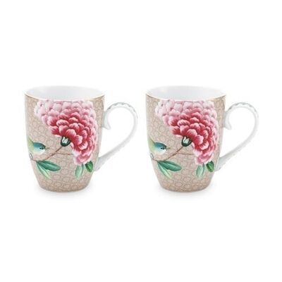 PIP Box 2 Taza grande Blushing Birds Khaki 350ml