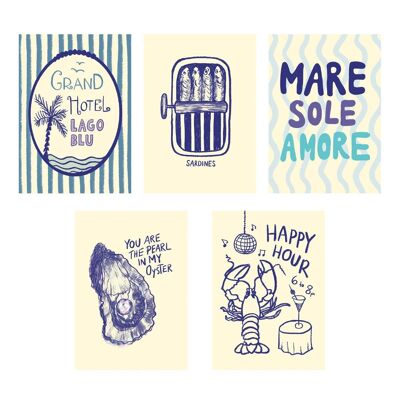 MARITIME POSTCARD SET WITH 5 CARDS
