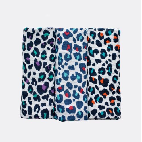 3-pack leopard print muslins