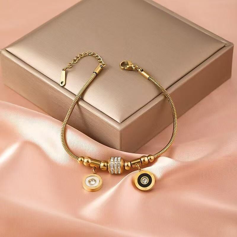 Stainless Steel Round Charm Bracelet