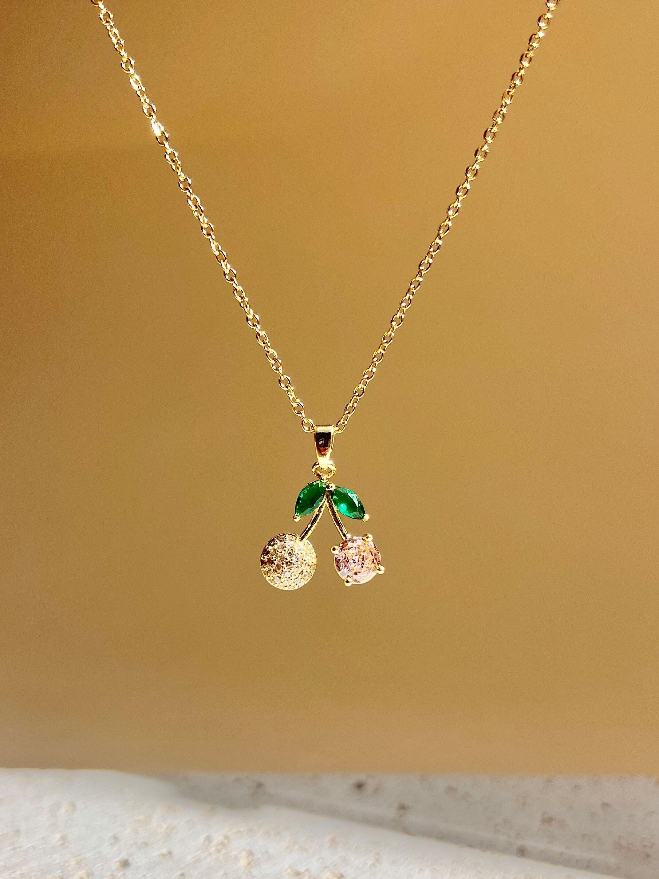 Stainless steel cherry pendant necklace