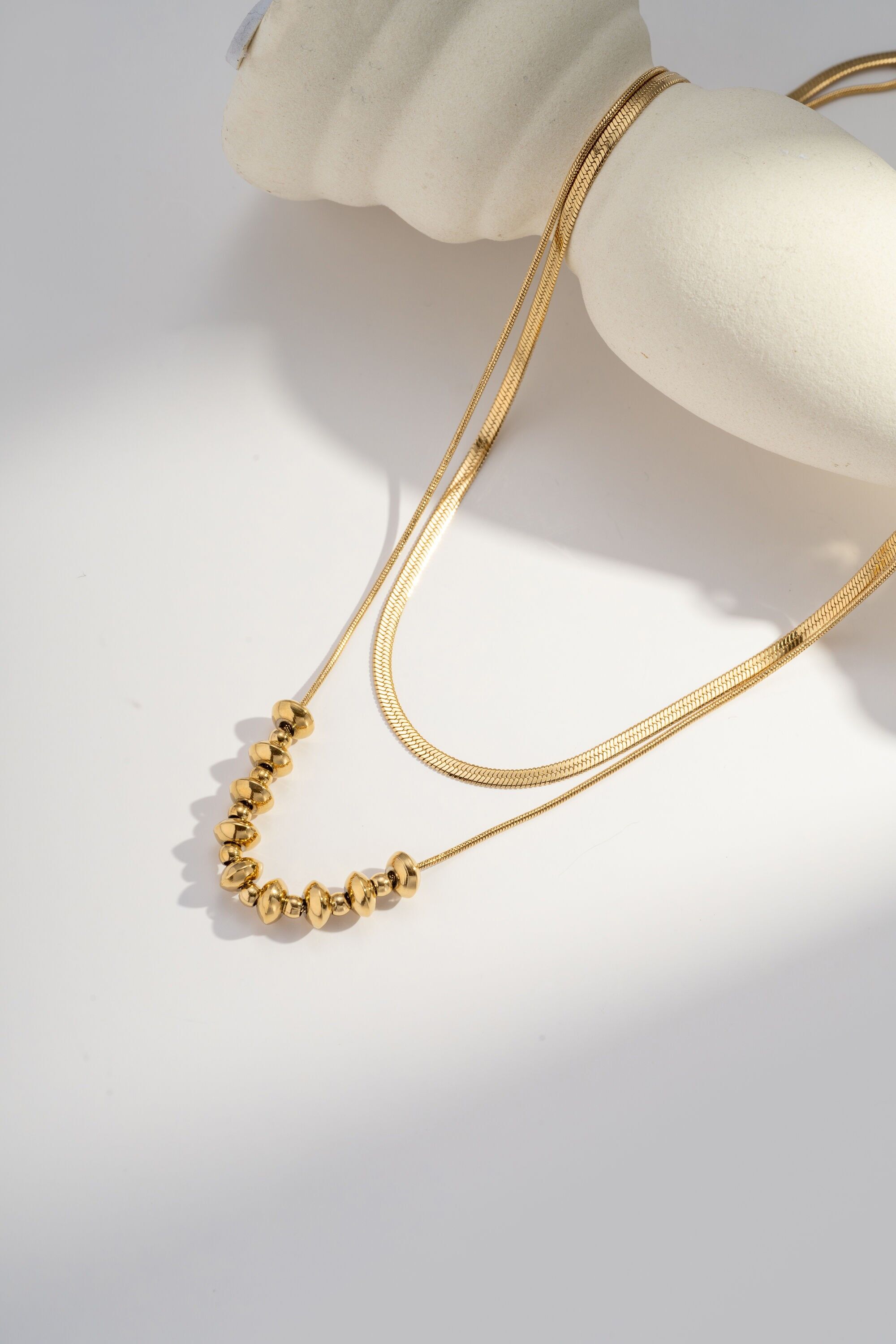 Double-turn stainless steel necklace