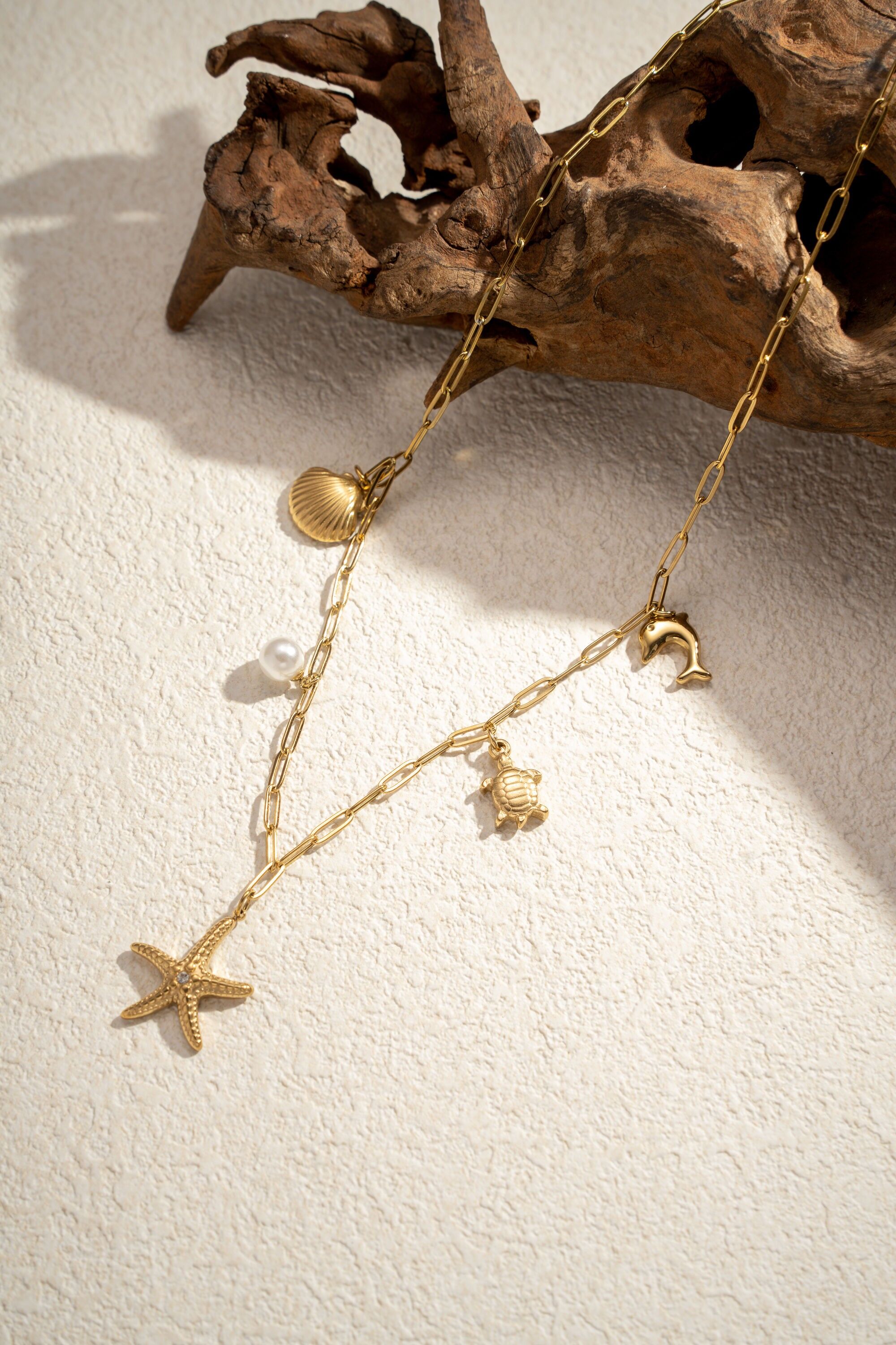 Collar de acero inoxidable con dije de estrella de mar