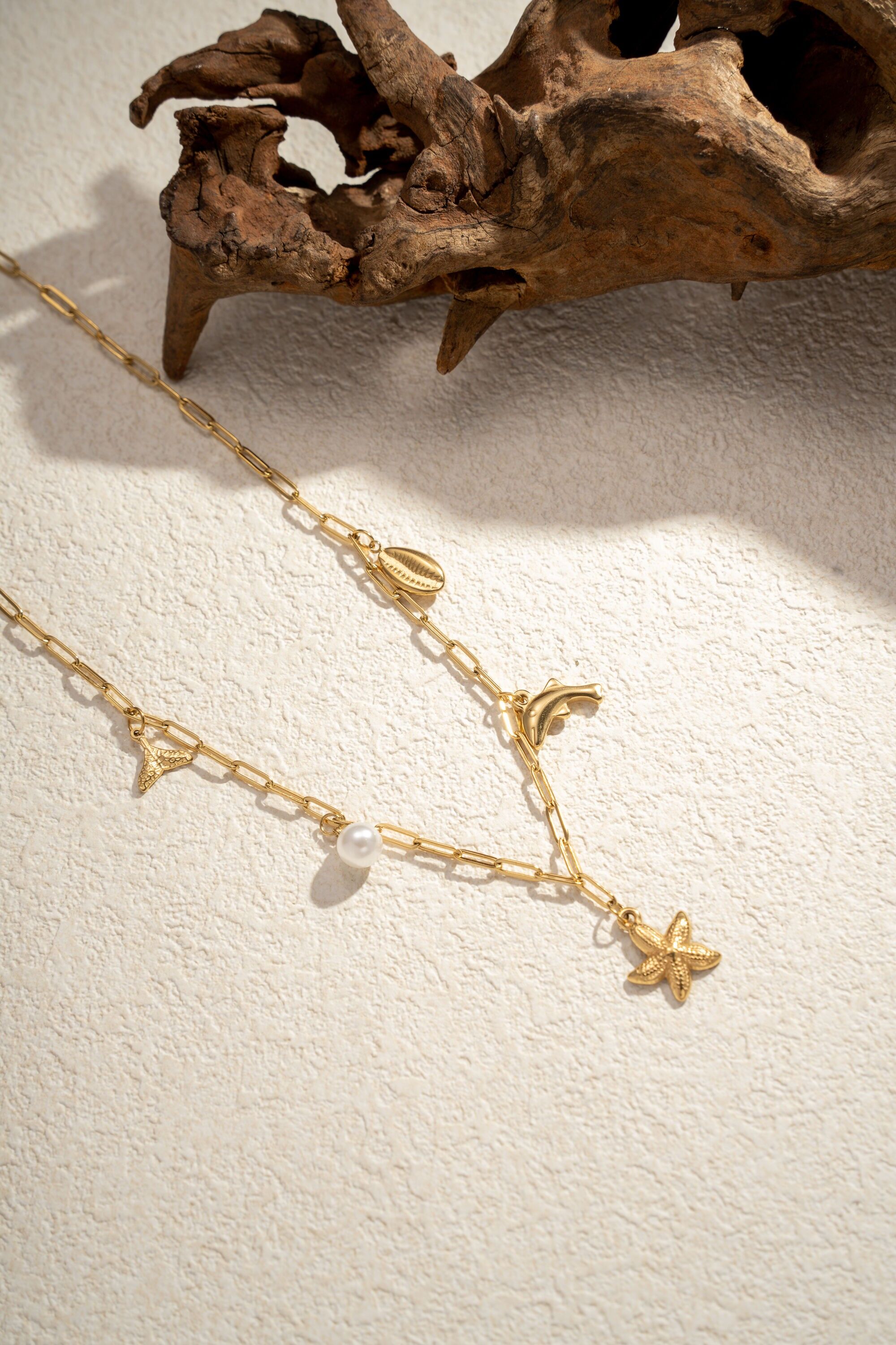 Collier Charms  Marins etoile de mer Dorés