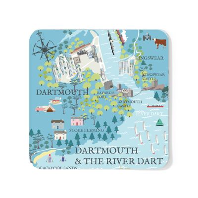 Posavasos con mapa del río Dart