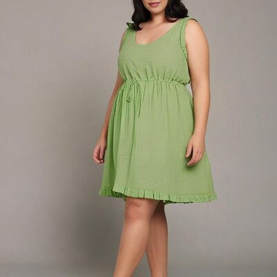 Green Waffle Plus Size Dress (C6556)