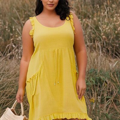 Yellow Waffle Plus Size Dress (C6556)