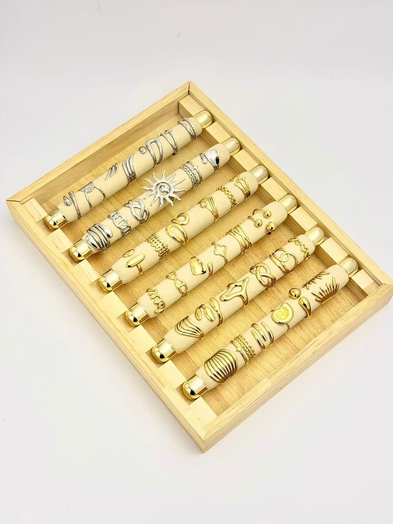 Set of 36 Assorted Adjustable Rings on Display