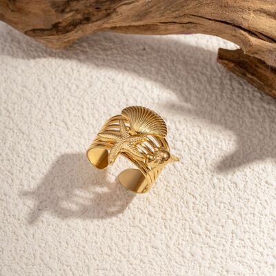 Adjustable stainless steel starfish ring