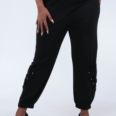 Pantalon grande taille bouffant noir (B183)