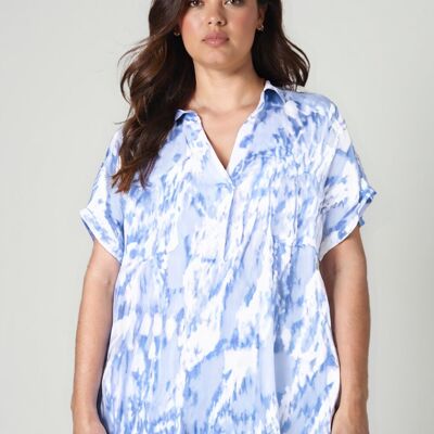 Plus size blue print blouse (C6561)