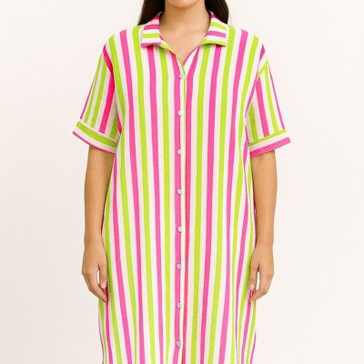 ABITO CAMICIA IN 100% COTONE CON STRISCE COLORATE VIVACI